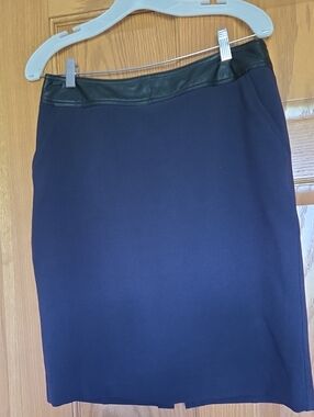 Worthington Navy Pencil Skirt with Black Waistband